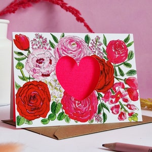 Biglietto a forma di cuore, biglietto di San Valentino, biglietto di anniversario, biglietto di matrimonio, stampa a forma di cuore