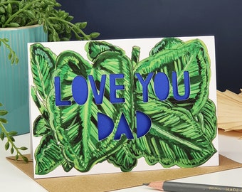 Love You Dad Card, Paper Cut Father's Day Card, Card for Dad, Birthday Card for Dad