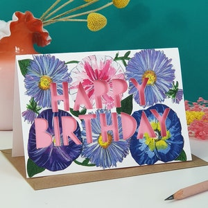 Cartão De Aniversário De Corte De Papel De Flor De Nascimento De Setembro