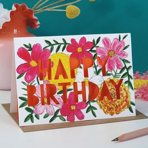Octobre Fleur de naissance Papier Coupé Carte d’anniversaire