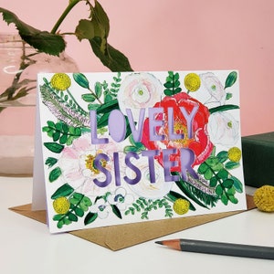 Schwester Geburtstagskarte, schöne Schwester Papierschnitt Karte, Karte für Schwester, Papierschnitt Karte für Schwester