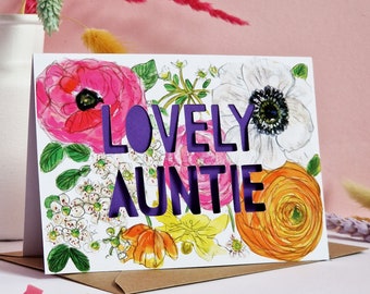 Aunt Birthday Card, Lovely Auntie Paper Cut Card, Card for Aunt, Paper Cut Card for Auntie