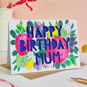 Happy Birthday Mum Card, Mum Birthday Card, Luxury Papercut Mum Card, Birthday Card for Mum image 1