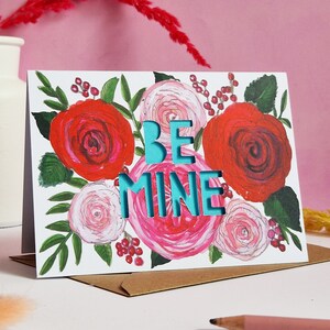Be Mine Paper Cut Valentine&#39;s Card, Valentine&#39;s Card, Be Mine Card, Romantic Valentine&#39;s Card, Card for crush