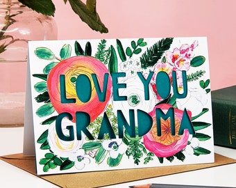 Love You Grandma or Nanny Paper Cut Card