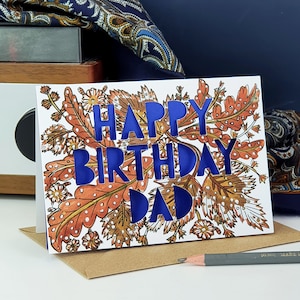 Happy Birthday Dad Paper Cut Card, verjaardagskaart voor papa