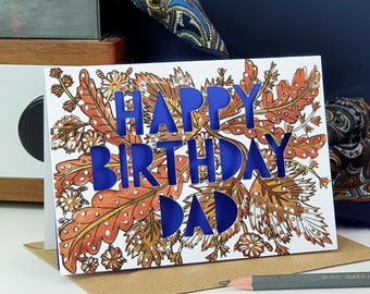 Happy Birthday Dad Paper Cut Card, Birthday Card for Dad