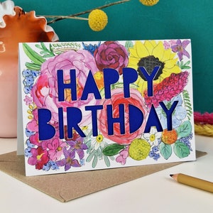 Summer Birthday Card, Paper Cut Birthday Card