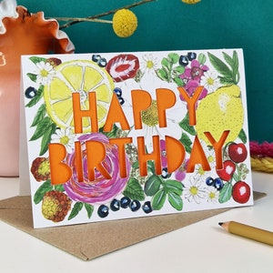 Cartão de aniversário de jardim, cartão de aniversário com corte de papel