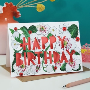 Cartão De Aniversário Com Corte De Papel De Flor De Maio