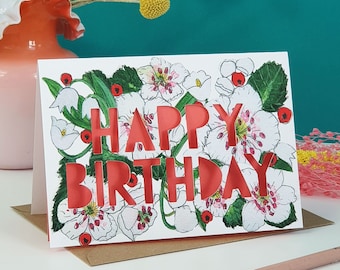 May Birth Flower Paper Cut Birthday Card