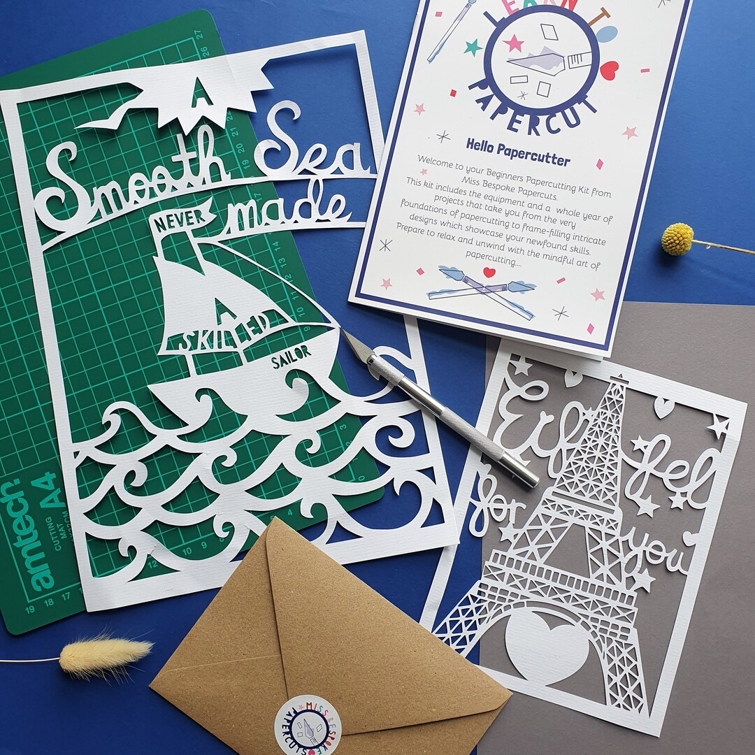Beginners Paper Cutting Kit, Learn to Paper Cut Kit, Craft Kit, Card