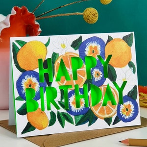 Papierschnitt Orangerie Blumen Geburtstagskarte, Geburtstagskarte für Freund