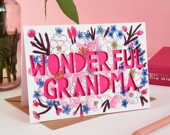 Paper Cut Card for Grandma or Nanny, Mothers Day Card for Grandma or Nanny