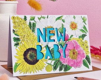 New Baby card, Paper cut new baby Card, new baby, Congratulations new baby