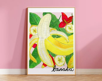 Banana Print, Banana Art, Banana Poster,  Fruit Print, Kitchen Print, Kitchen Wall Art