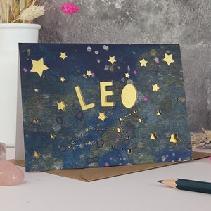 Leo Card, Leo Papercut Card, Zodiac Print Card