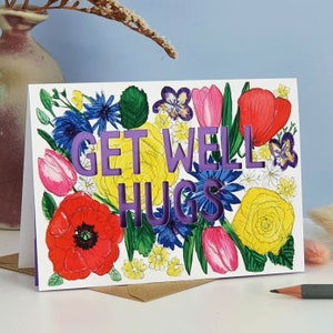 Carte Get Well Hugs, Get Well Soon Card, Carte pour maladie, Get Well Soon Paper Cut Card