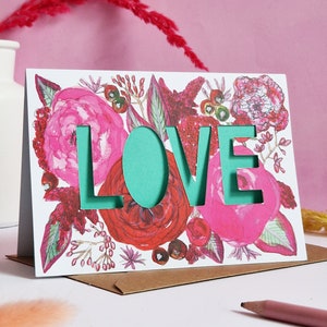 Love Card, Love Paper Cut Card, Valentine&#39;s Paper Cut Card, Anniversary Card