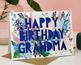 Happy Birthday Grandma or Nanny Paper Cut Card