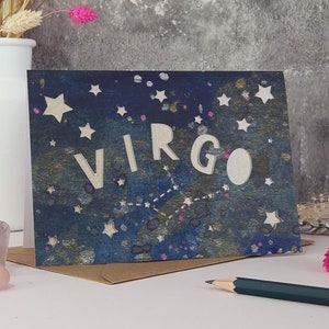 Virgo Card, Virgo Papercut Card, Zodiac Print Card