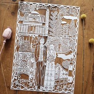 City Paper Cut Art, Personalisierter Stadtpapierschnitt