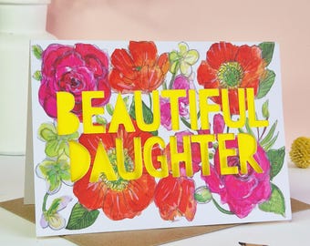 Daughter Birthday Card, Beautiful Daughter Paper Cut Card, Card for Daughter, Paper Cut Card for Daughter, Happy Birthday Daughter