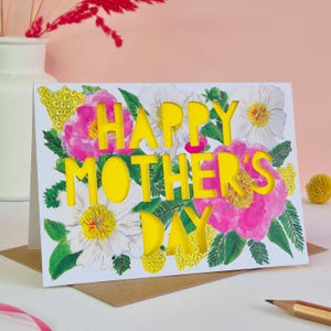 Mother's Day Card, Peony Floral Paper Cut Mother's Day Card, Mothers Day Card, Luxury Papercut Mother’s Day Card, Handmade Card for Mum