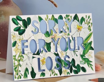 Sorry for Your Loss Paper Cut Sympathy Card, Bereavement card, Card for Grieving or Loss, Condolence Card, Sorrow Card