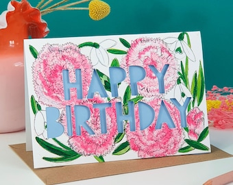 January Birth Flower Paper Cut Birthday Card