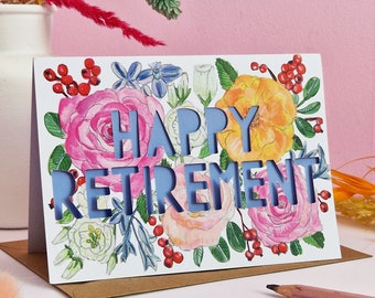 Happy Retirement Card, Paper Cut Retirement Card, Retirement Card, Good Luck on your Retirement