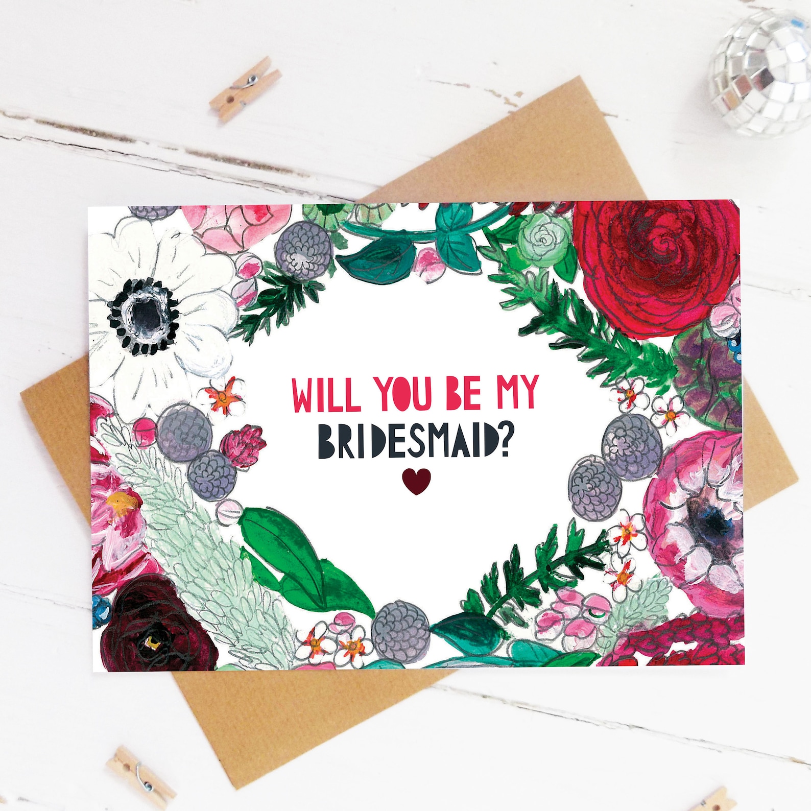 Flower Girl Card Personalised Flower Girl Card Floral Flower Etsy