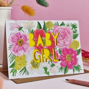 Baby Mädchen Karte, neue Baby Karte, Papier geschnitten neue Baby Karte, neues Baby, Glückwünsche neues Baby