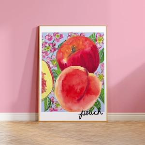 Peach Print, Peach Art, Peach Poster, Fruit Print, Kitchen Print, Kitchen Wall Art