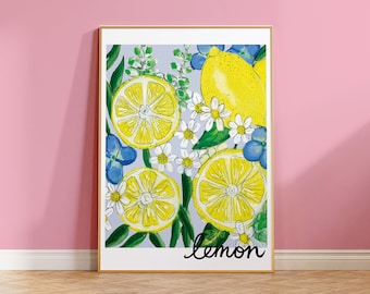 Lemon Print, Lemon Art, Lemon Poster, Fruit Print, Kitchen Print, Kitchen Wall Art