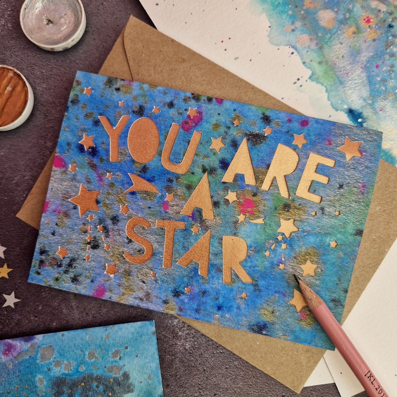 You are a Star Card, Paper Cut Thank You Card, Paper Cut Congratulations Card image 2