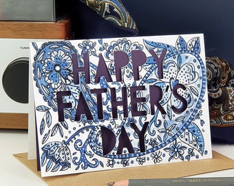 Father's Day Card, Father's Day Card for Dad, Paper Cut Father's Day Card