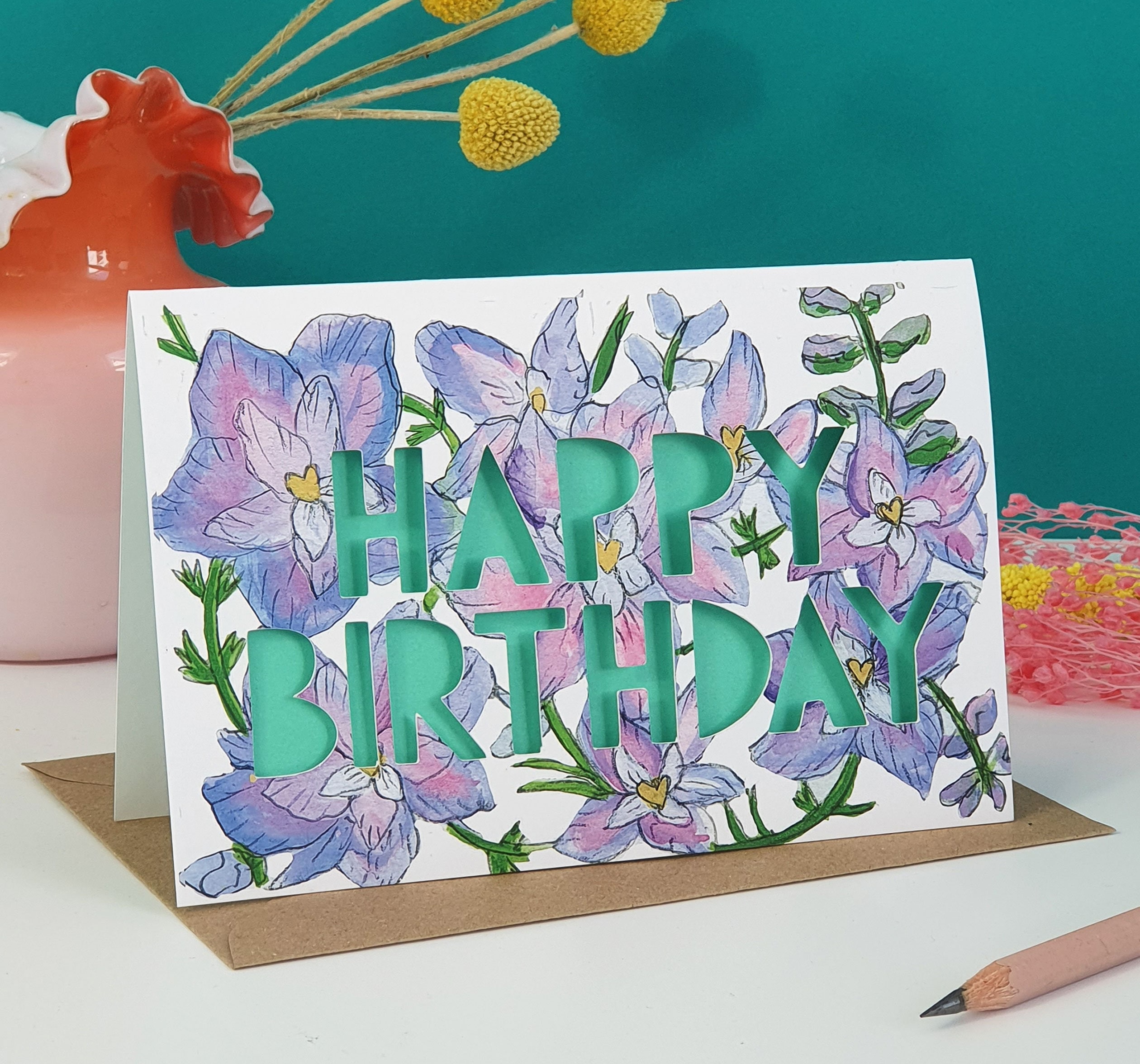 July Birth Flower Paper Cut Birthday Card Etsy UK