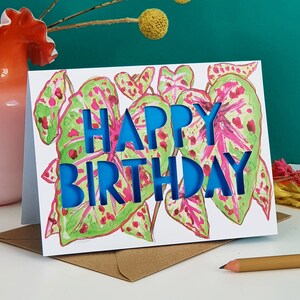 Carte d'anniversaire tachetée de plante d'intérieur, carte d'anniversaire de plante d'intérieur