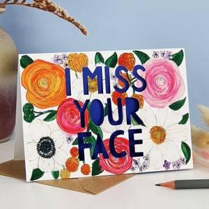 I Miss Your Face Card, Card for Friend, Friendship Card image 1