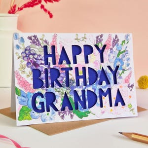 Happy Birthday Grandma Card, Happy Birthday Nanny Card, Nan Birthday Card | Luxury Papercut Grandmother Card, Birthday Card for Grandma