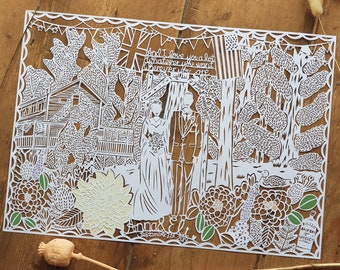 Large Bespoke Wedding or Anniversary Papercut