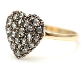 Victorian Rose Cut Diamond Heart Ring