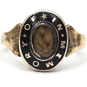 10k Enamel Mourning Ring