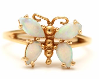 14k Opal Butterfly Ring