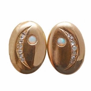 14k Victorian Rose Cut Diamond Moon Earrings