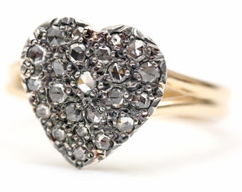 Victorian Rose Cut Diamond Heart Ring