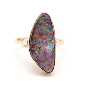 14k Boulder Opal Supernova Ring