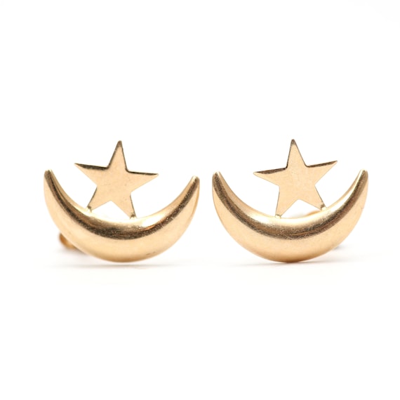 14k Moon and Star Earrings