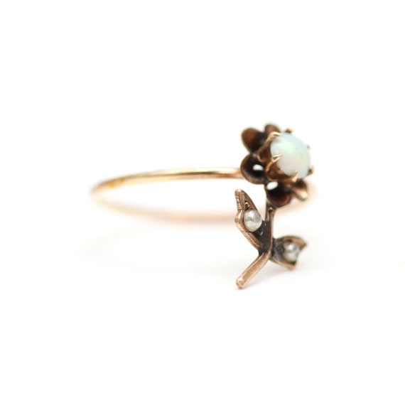 10k Victorian Opal Flower Conversion Ring - image 2